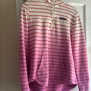 Vineyard vines Pink and White Striped quarter zip